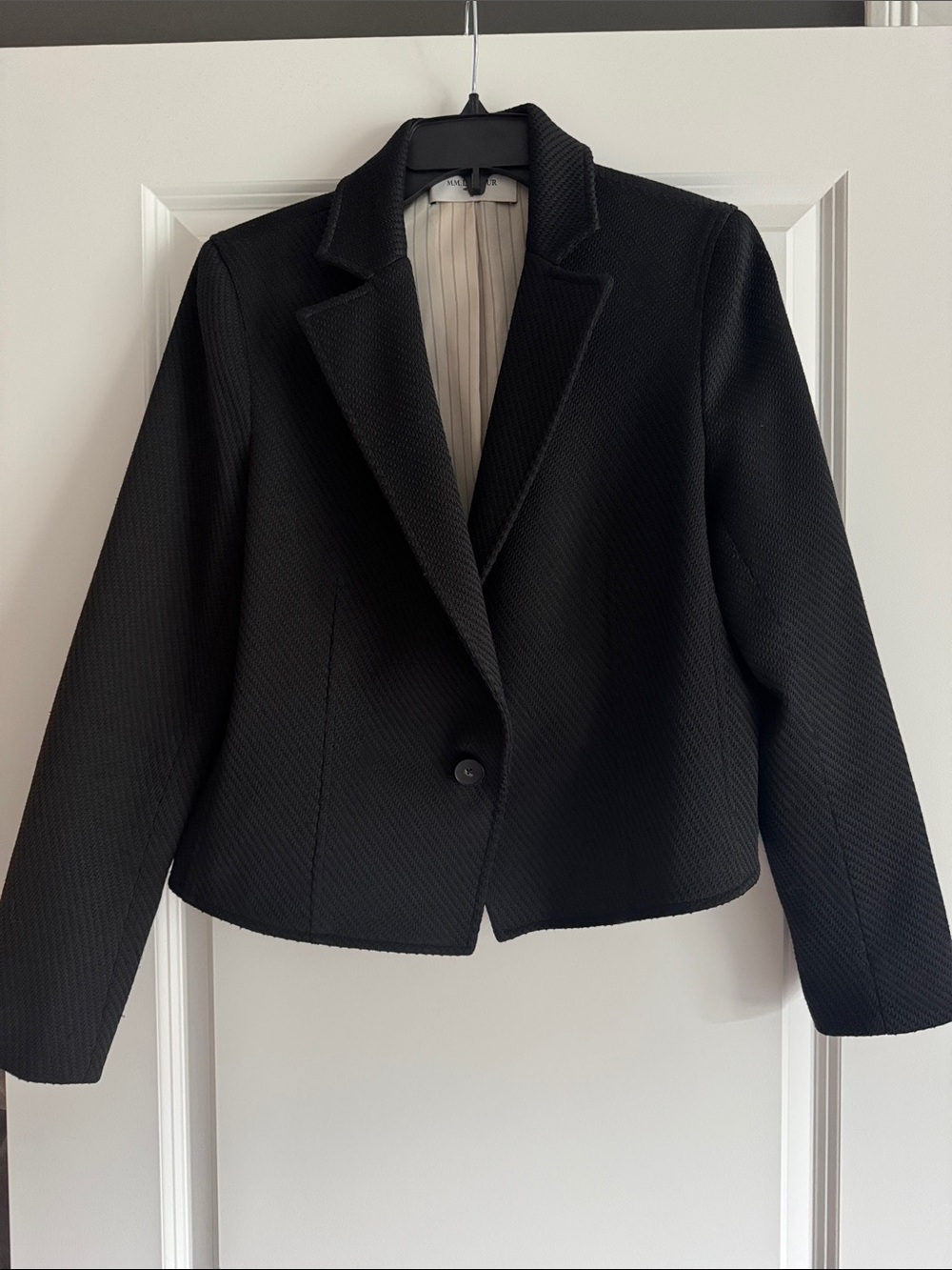 MM Lafleur Black Textured Single-Button Blazer